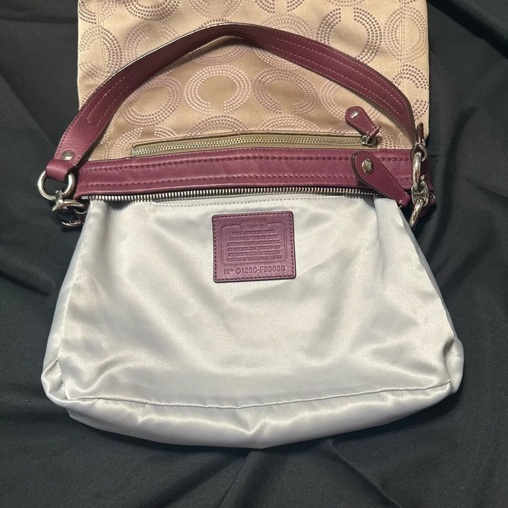 Coach Maroon and Taupe Shoulder Bag - Picture 6 of 9